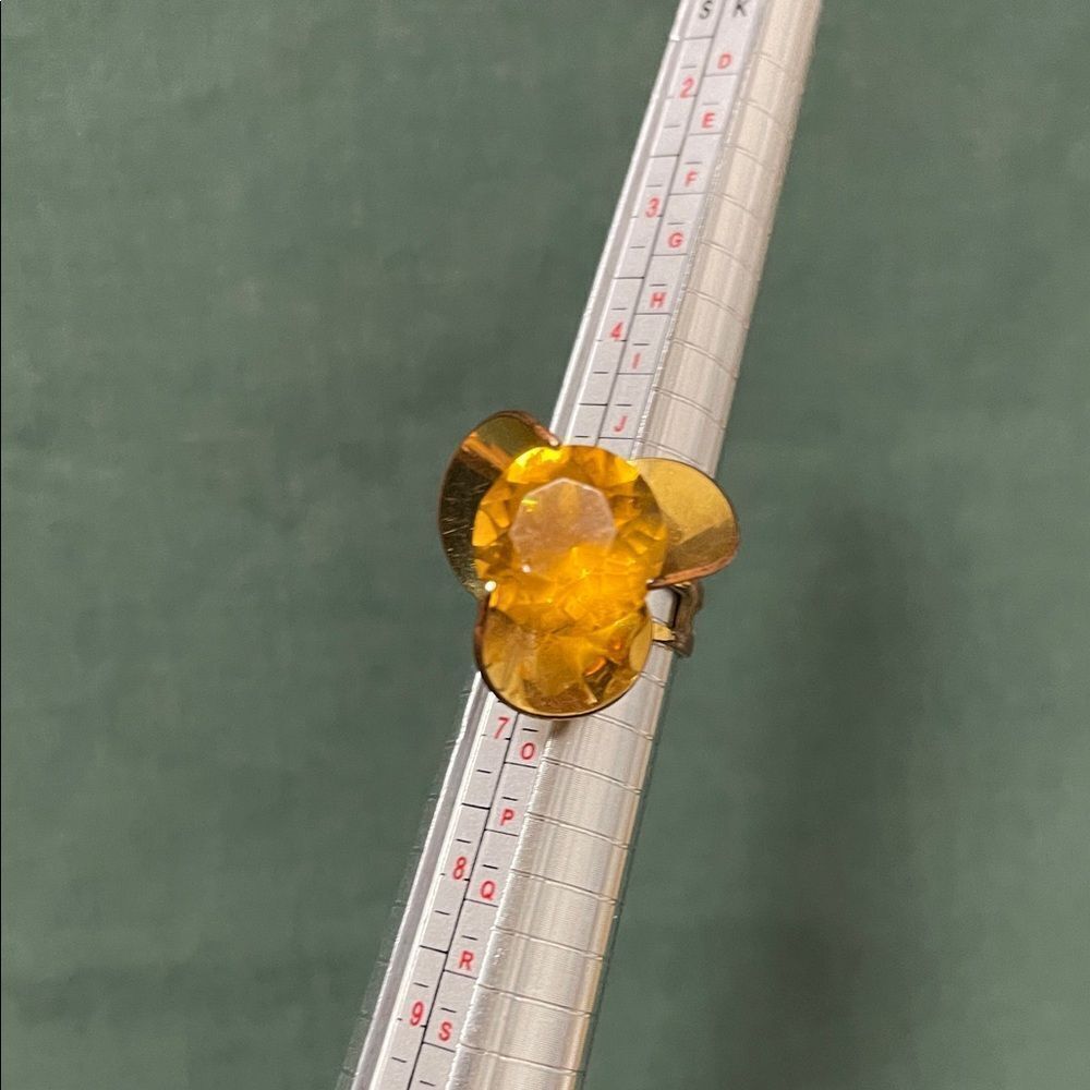 Vintage Sarah Coventry Adjustable Gold and Yellow Gemstone Ring